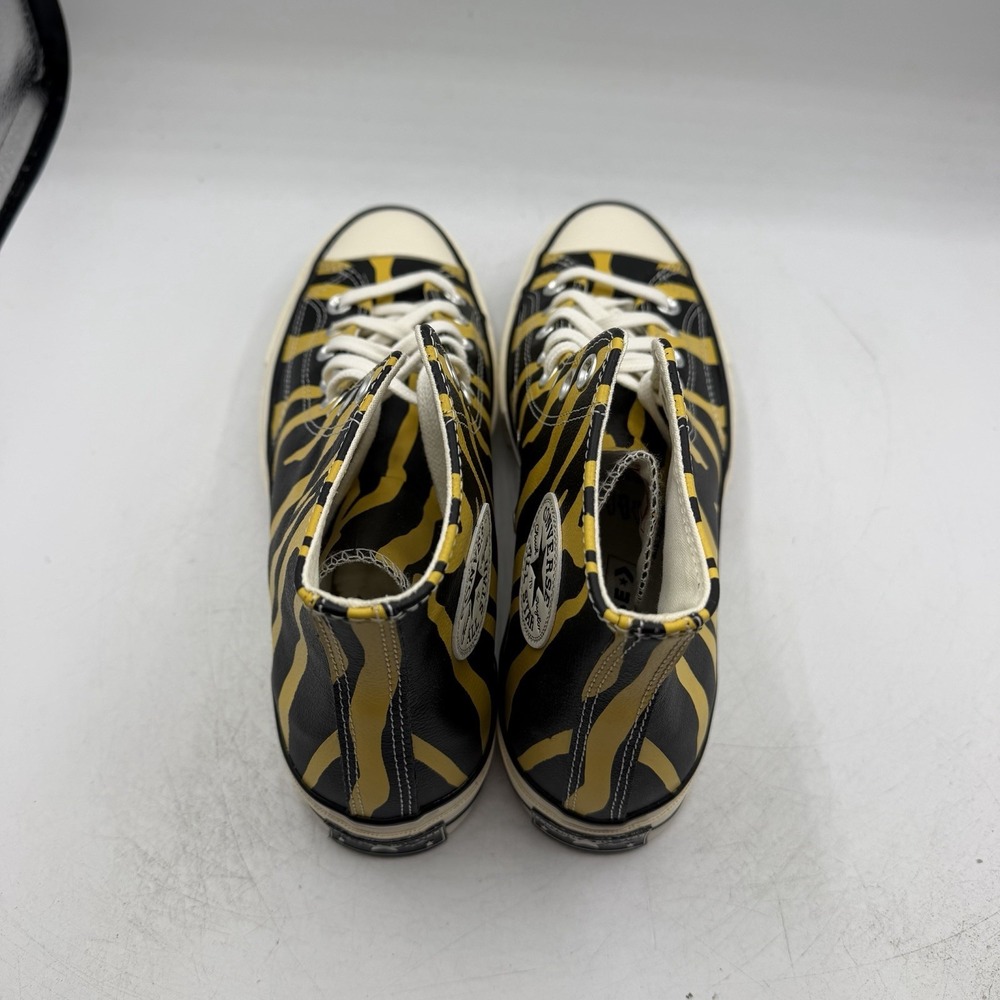 Converse Chuck 70 Hi Zebra Print Shoes Mens Sz 11.5 Leather Vivid Sulfer Yellow - Picture 9 of 11